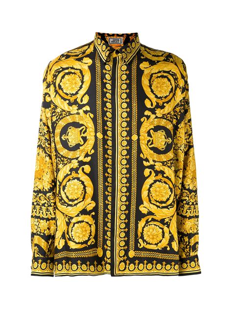 gold and black versace shirt|versace silk shirt.